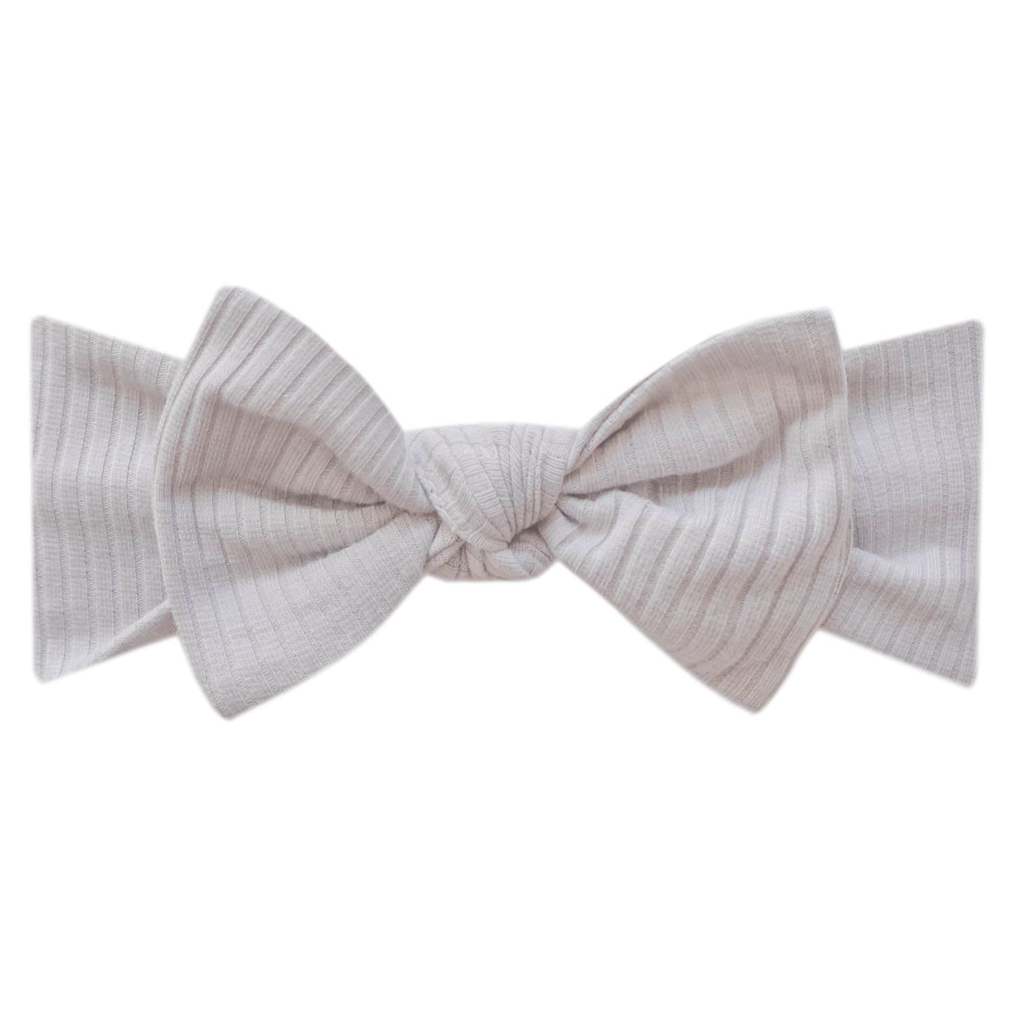 Rib Knit Headband Bow - Ash