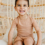 2pc Short Sleeve Pajama Set - Pecan