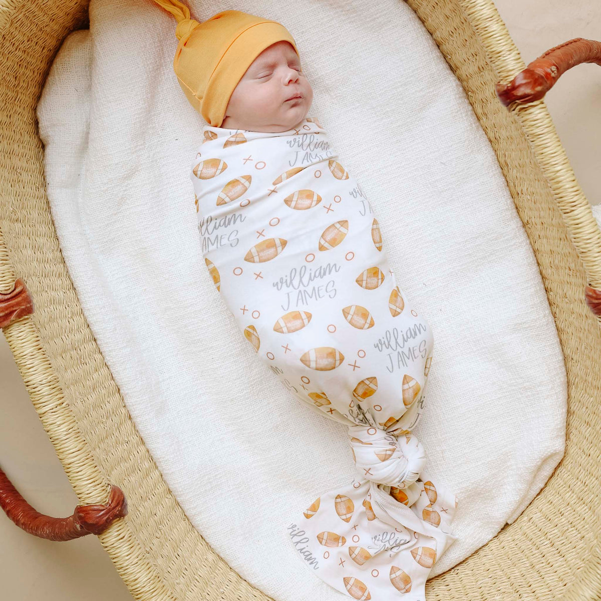 Personalized Baby Name Swaddle Blanket - Football