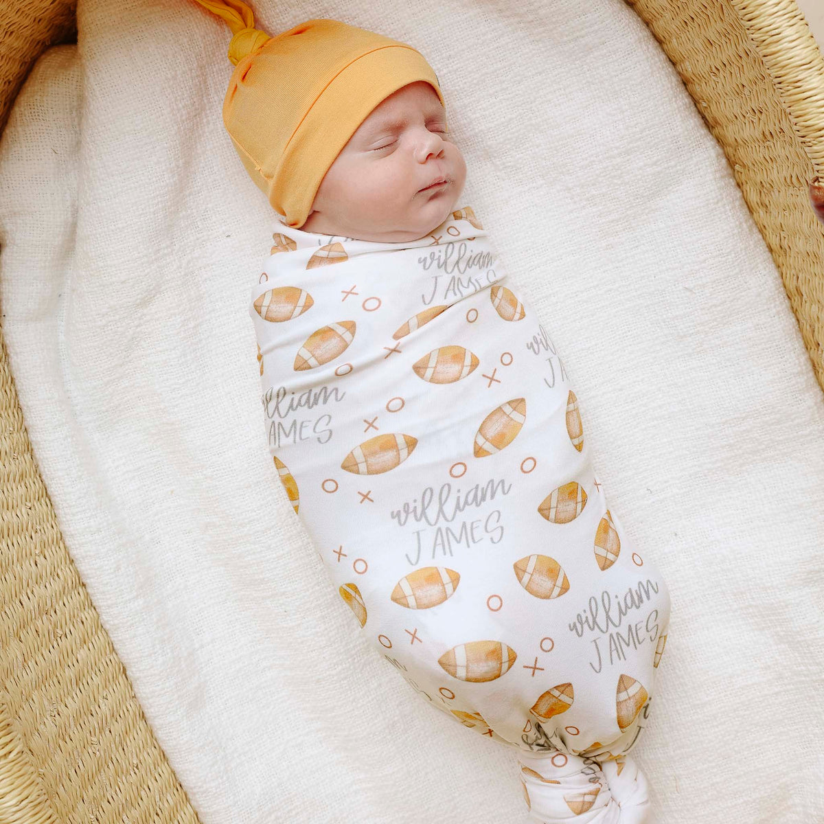 Personalized Baby Name Swaddle Blanket - Football