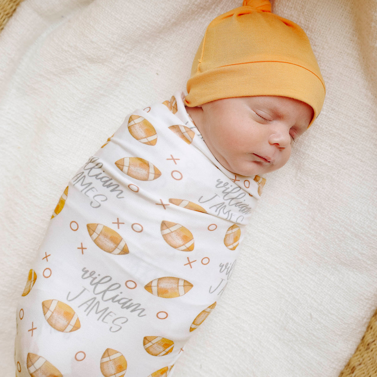 Personalized Baby Name Swaddle Blanket - Football