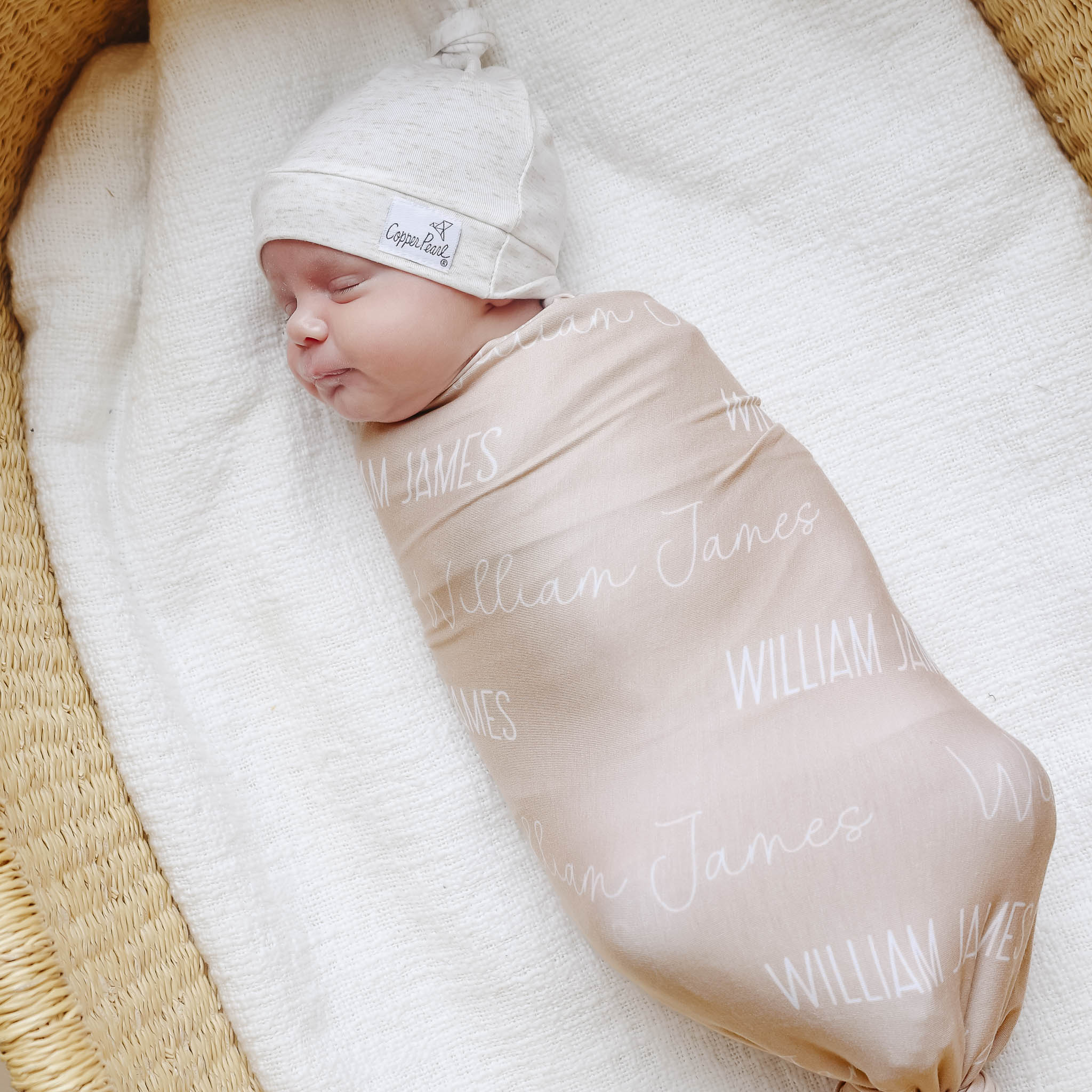 Personalized Baby Name Swaddle Blanket Walnut