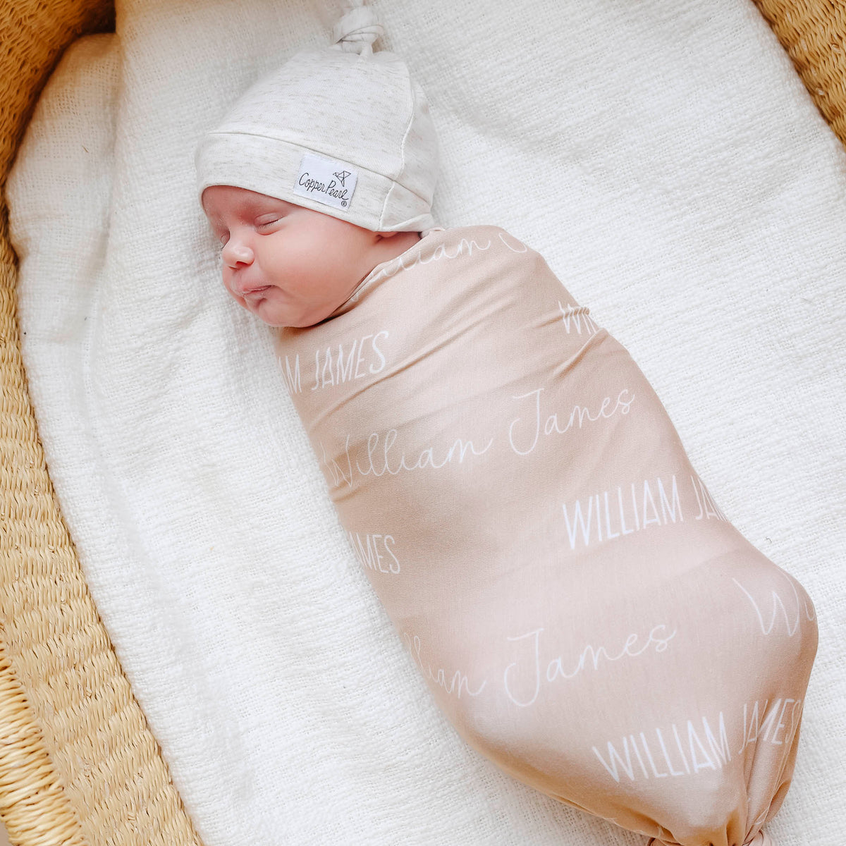 Personalized Baby Name Swaddle Blanket - Walnut