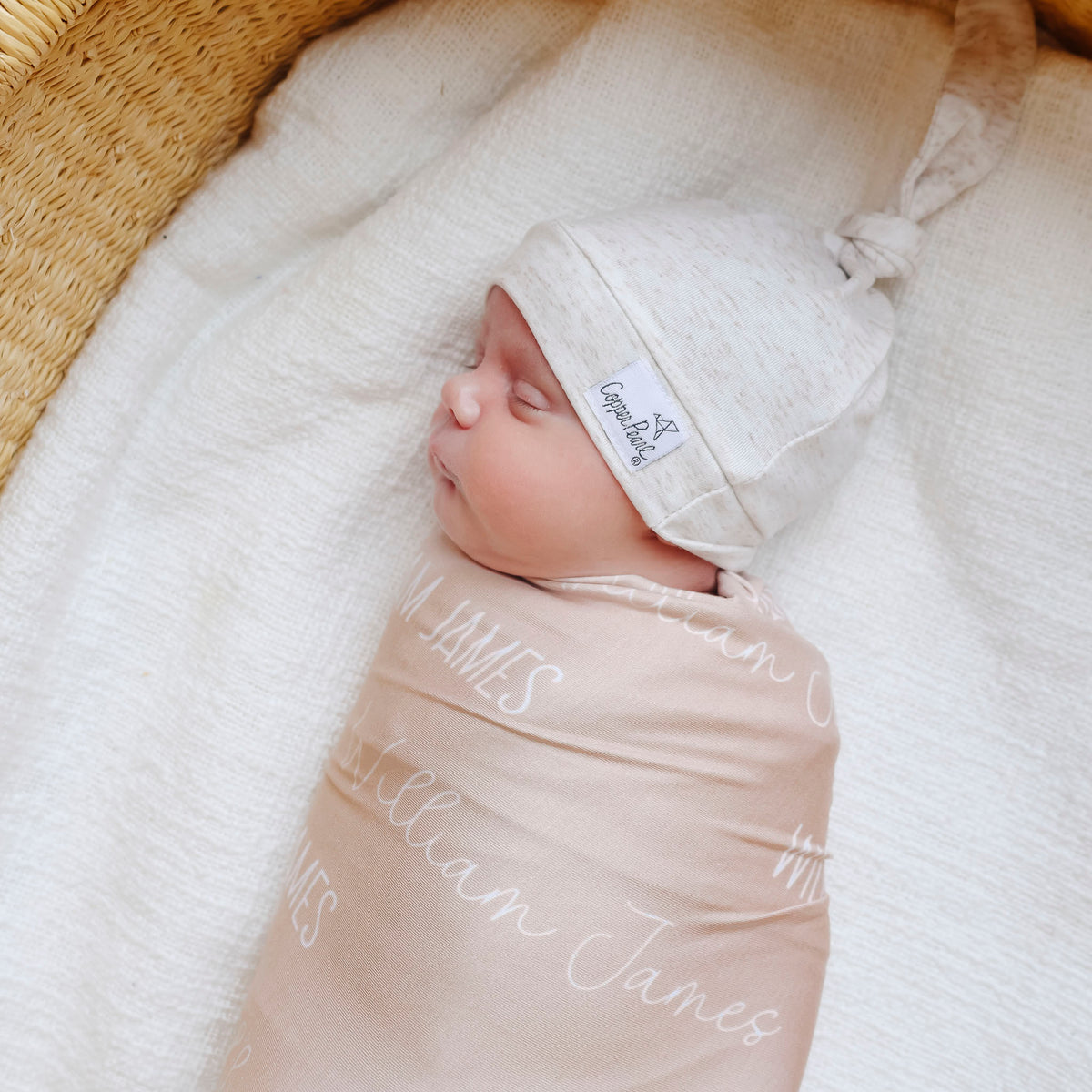 Personalized Baby Name Swaddle Blanket - Walnut