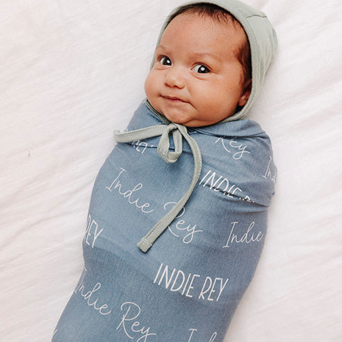 Personalized Baby Name Swaddle Blanket - Ocean