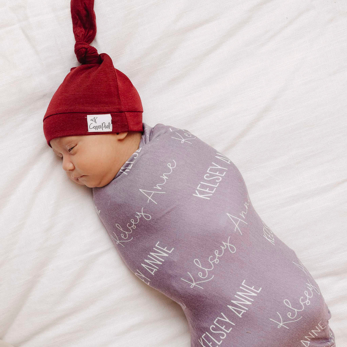 Personalized Baby Name Swaddle Blanket - Plum