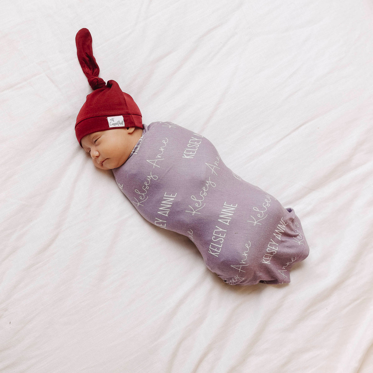 Personalized Baby Name Swaddle Blanket - Plum