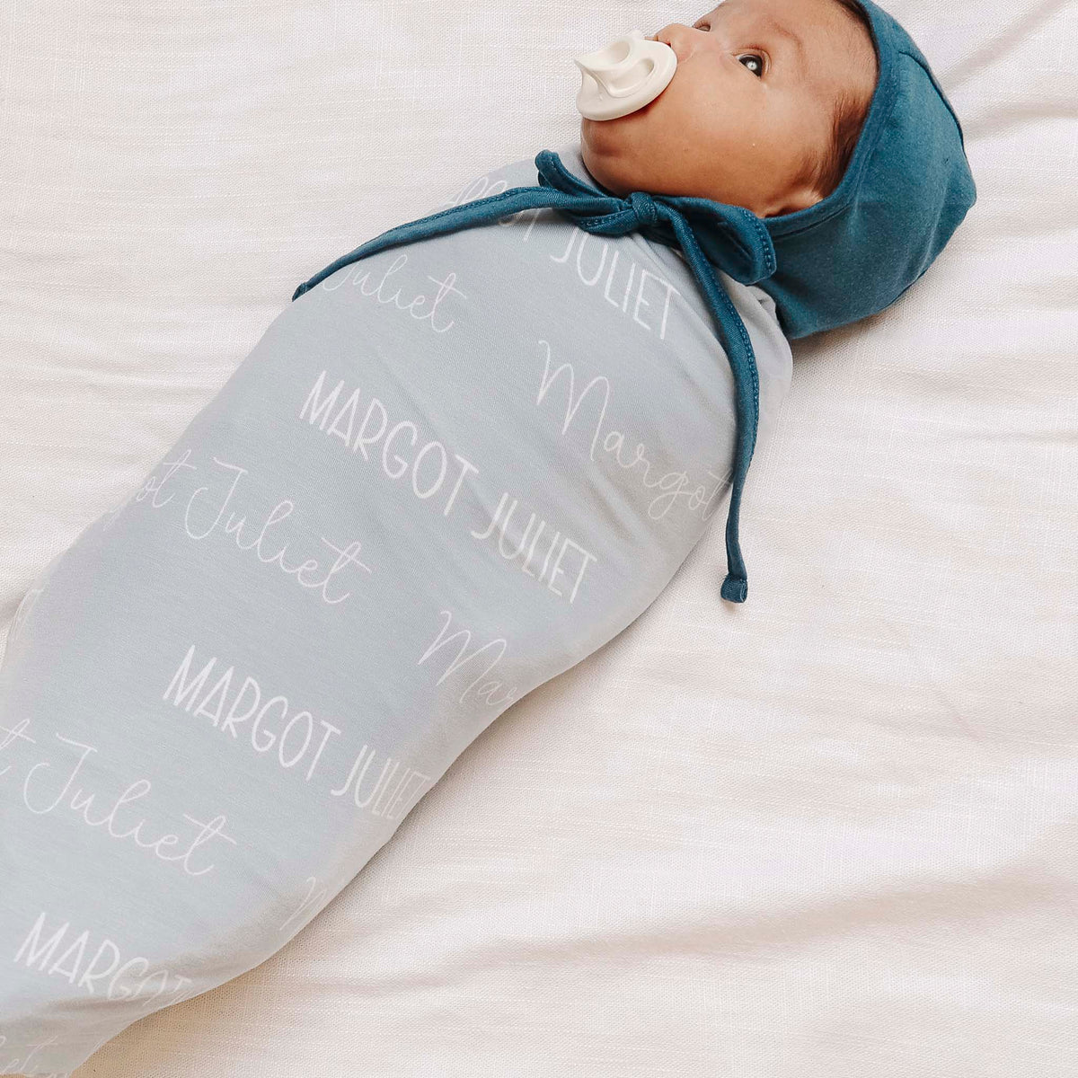 Personalized Baby Name Swaddle Blanket - Cornflower