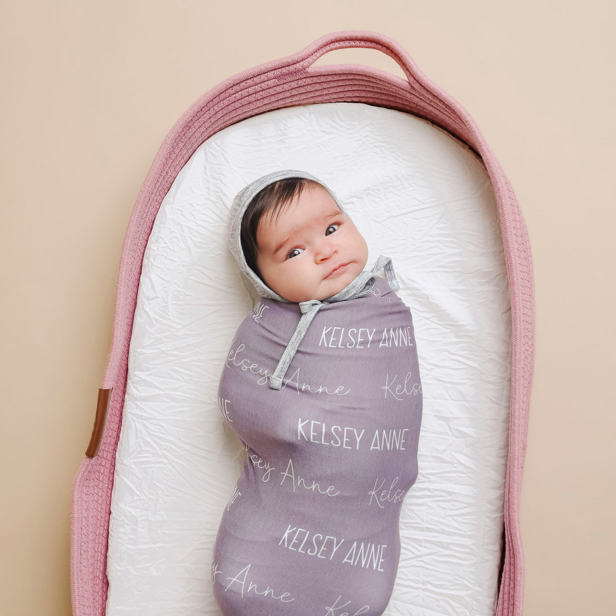 Personalized Baby Name Swaddle Blanket - Plum