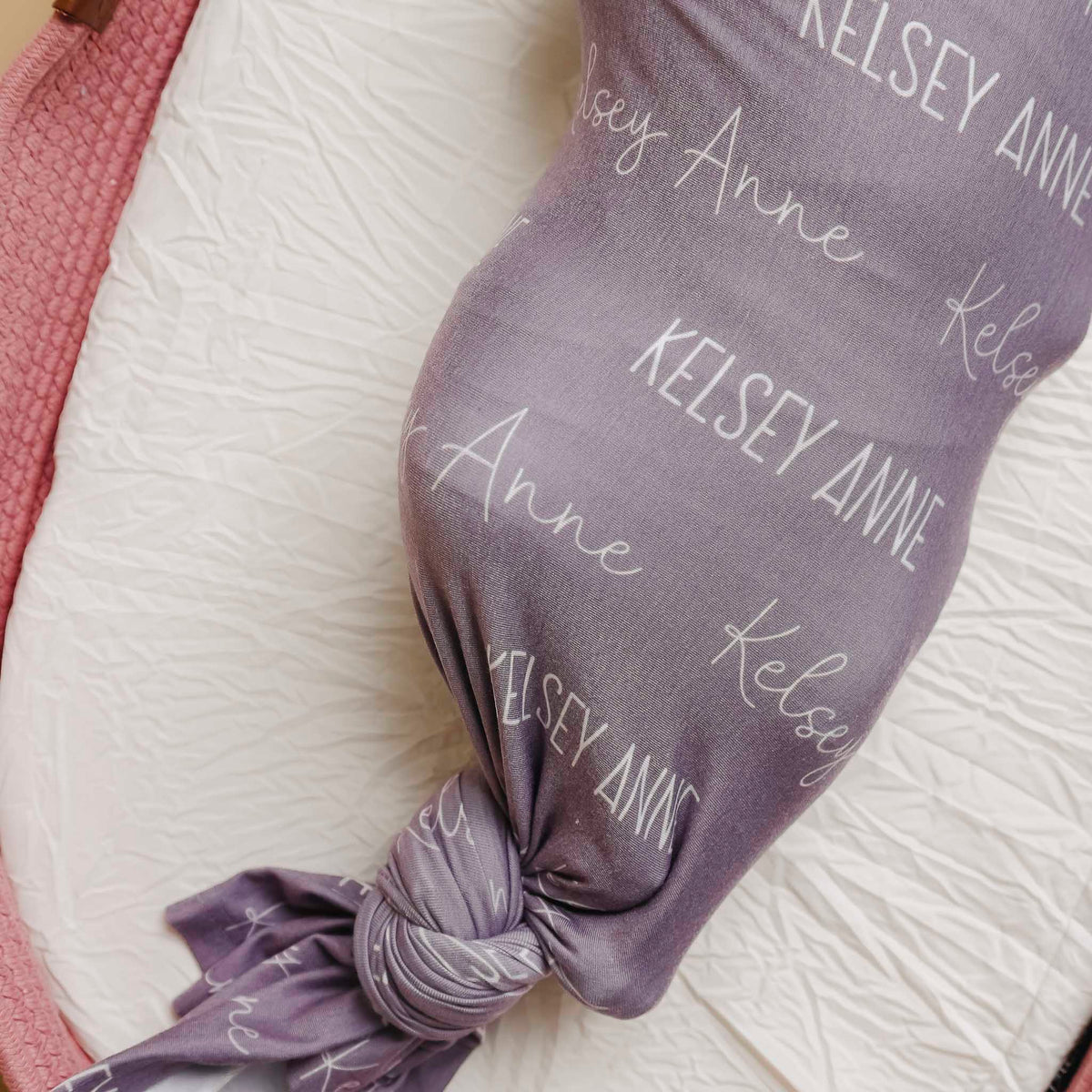 Personalized Baby Name Swaddle Blanket - Plum