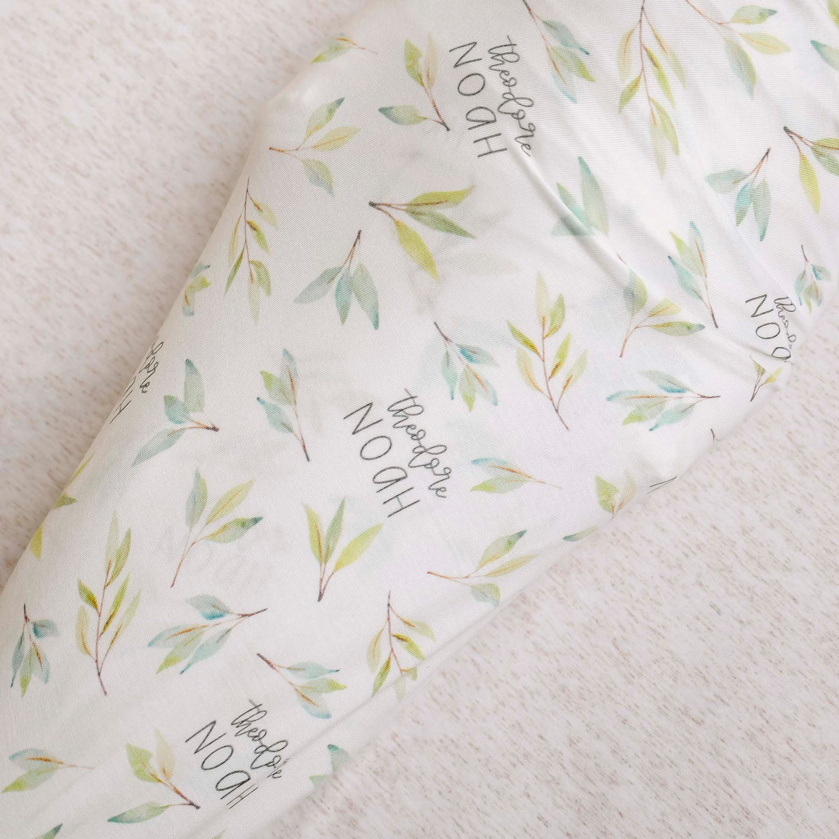 Personalized Baby Name Swaddle Blanket - Greenery