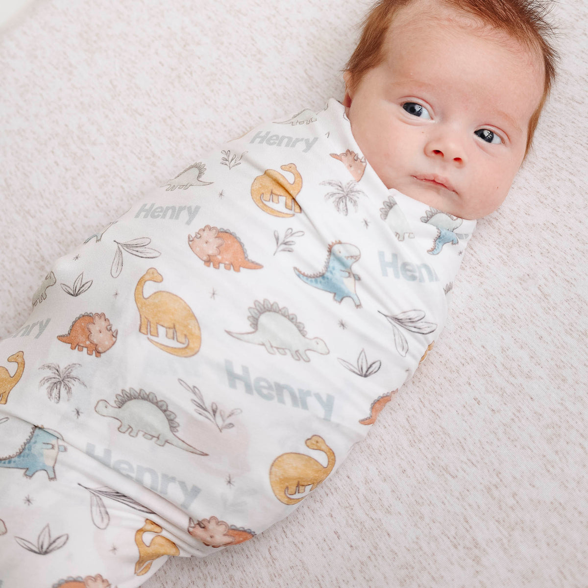 Personalized Baby Name Swaddle Blanket - Dino