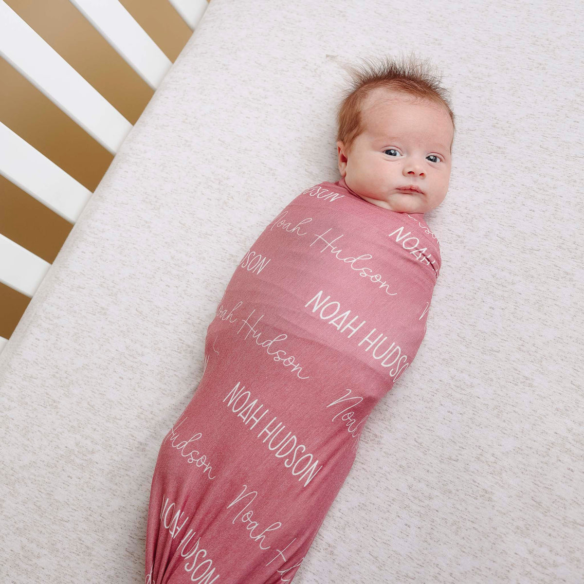 Personalized Baby Name Swaddle Blanket - Crimson