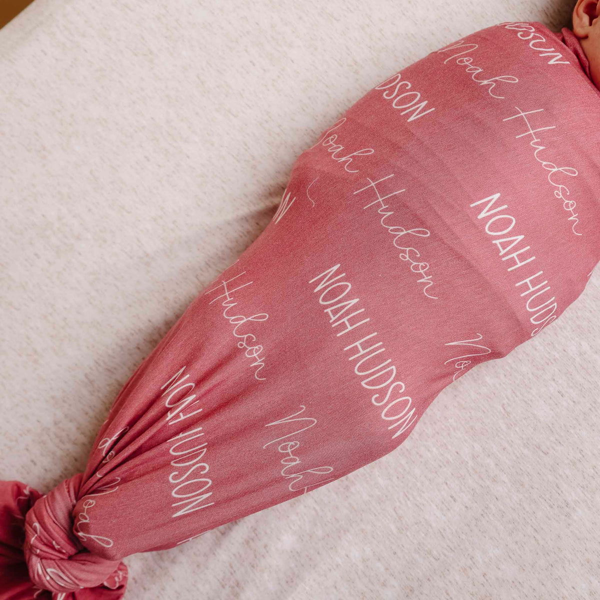 Personalized Baby Name Swaddle Blanket - Crimson