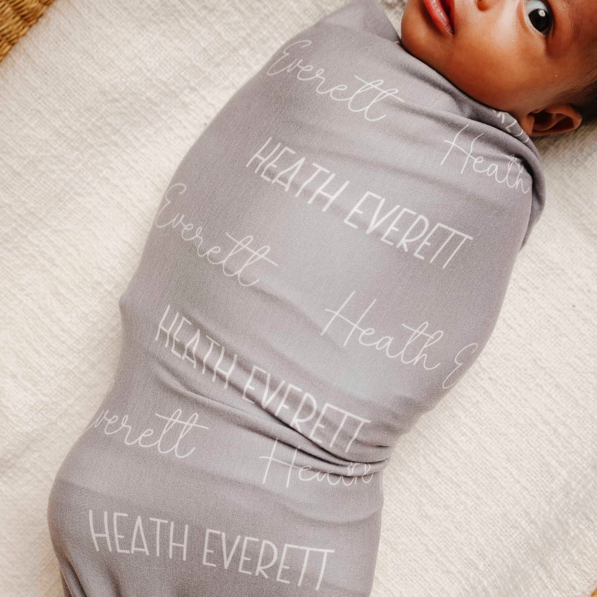 Personalized Baby Name Swaddle Blanket - Stone