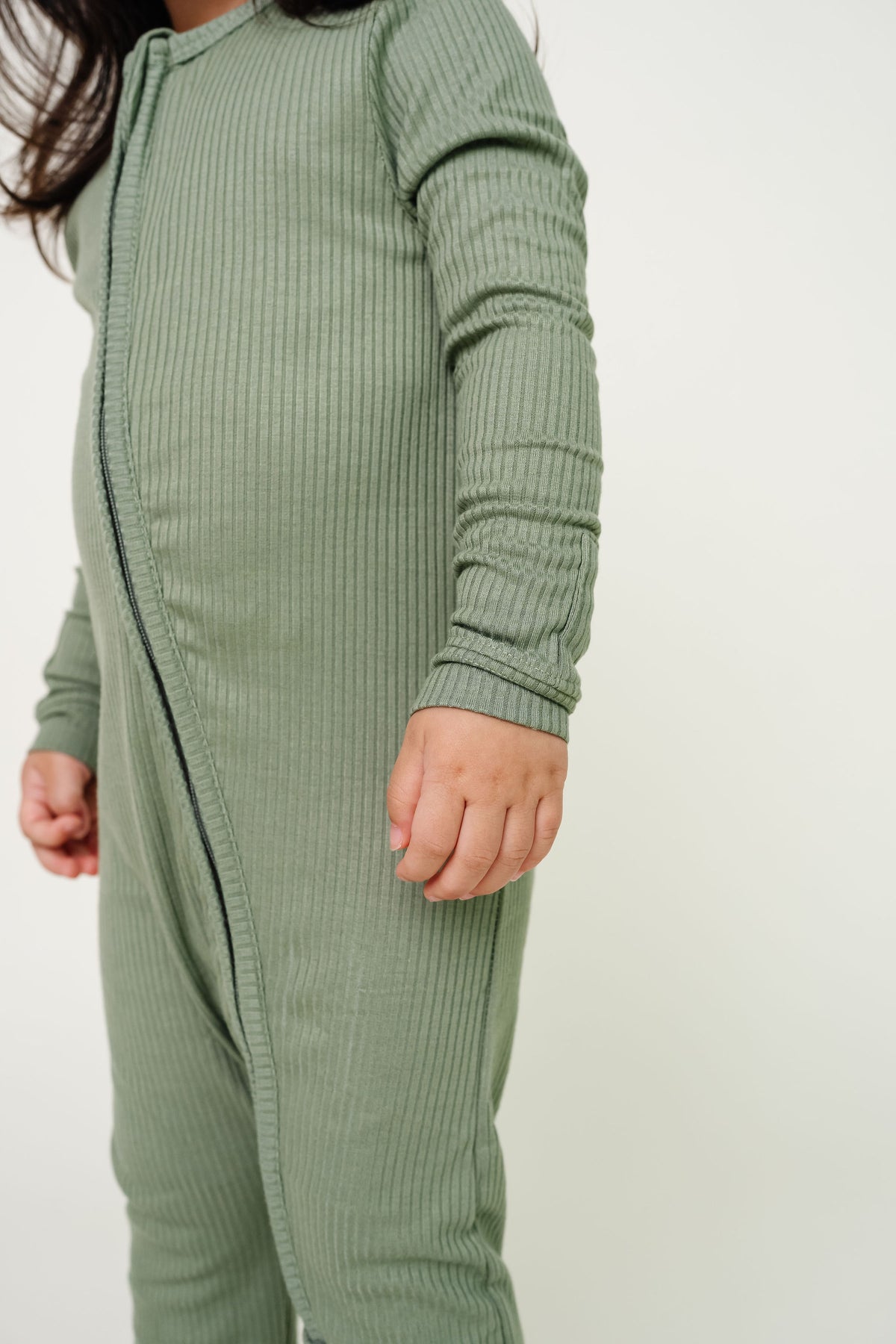 Rib Knit Zip-Up Footie Pajama - Clover