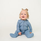 Rib Knit Zip-Up Footie Pajama - Atlantic