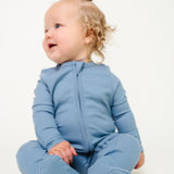 Rib Knit Zip-Up Footie Pajama - Atlantic
