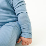Rib Knit Zip-Up Footie Pajama - Atlantic