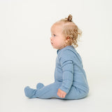 Rib Knit Zip-Up Footie Pajama - Atlantic