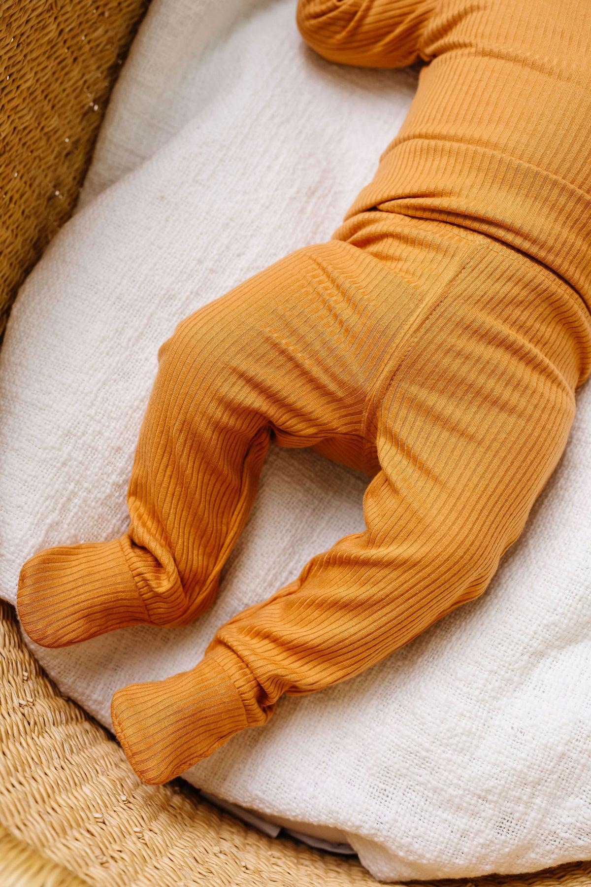 Rib Knit Footed Baby Pants- Dolce