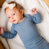 Rib Knit Long Sleeve Bodysuit - Atlantic