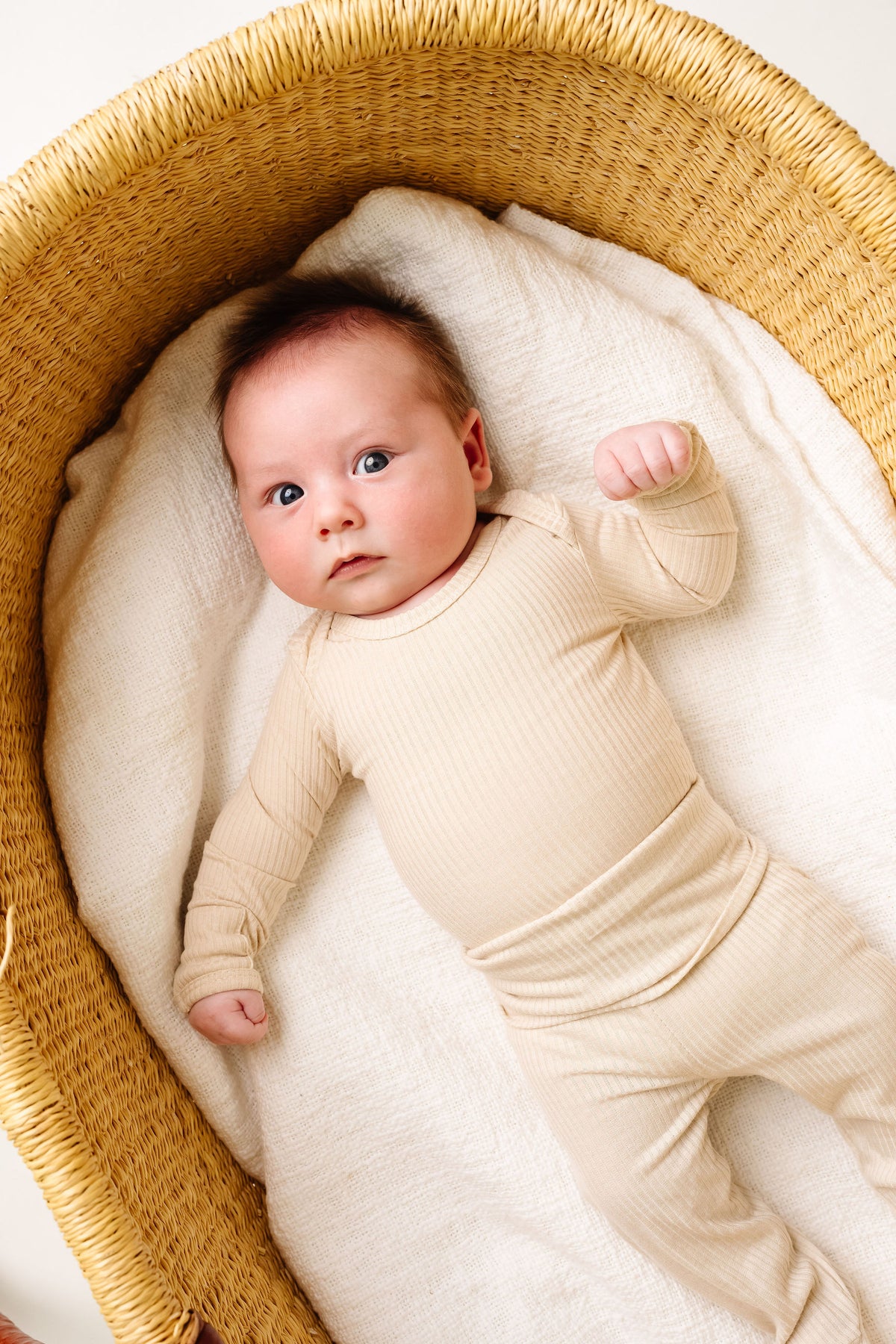 Rib Knit Footed Baby Pants- Moonstone