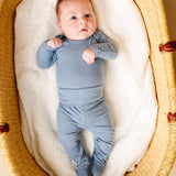 Rib Knit Footed Baby Pants - Atlantic