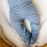 Rib Knit Footed Baby Pants - Atlantic
