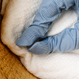 Rib Knit Footed Baby Pants - Atlantic