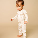 Rib Knit Long Sleeve Bodysuit - Moonstone