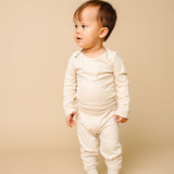 Rib Knit Long Sleeve Bodysuit - Moonstone