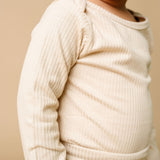 Rib Knit Long Sleeve Bodysuit - Moonstone