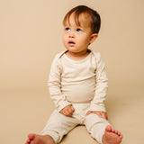 Rib Knit Long Sleeve Bodysuit - Moonstone