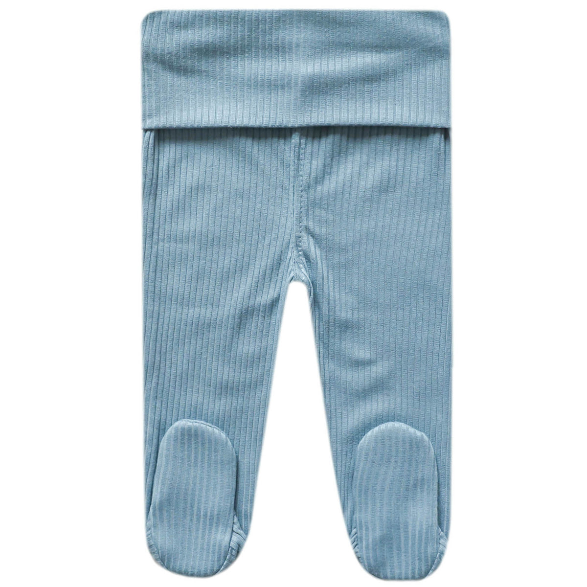 Rib Knit Footed Baby Pants- Atlantic