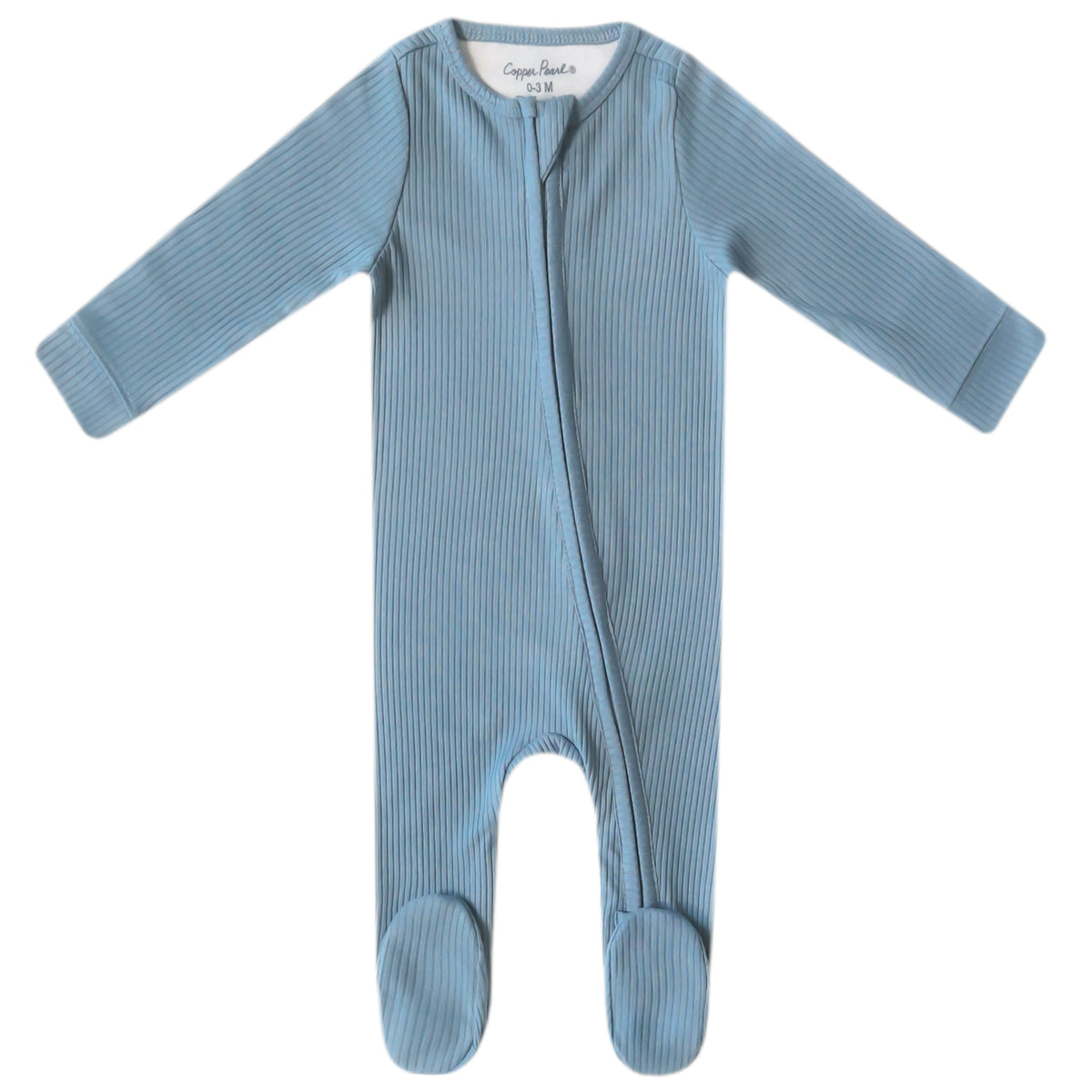 Rib Knit Zip-Up Footie Pajama - Atlantic