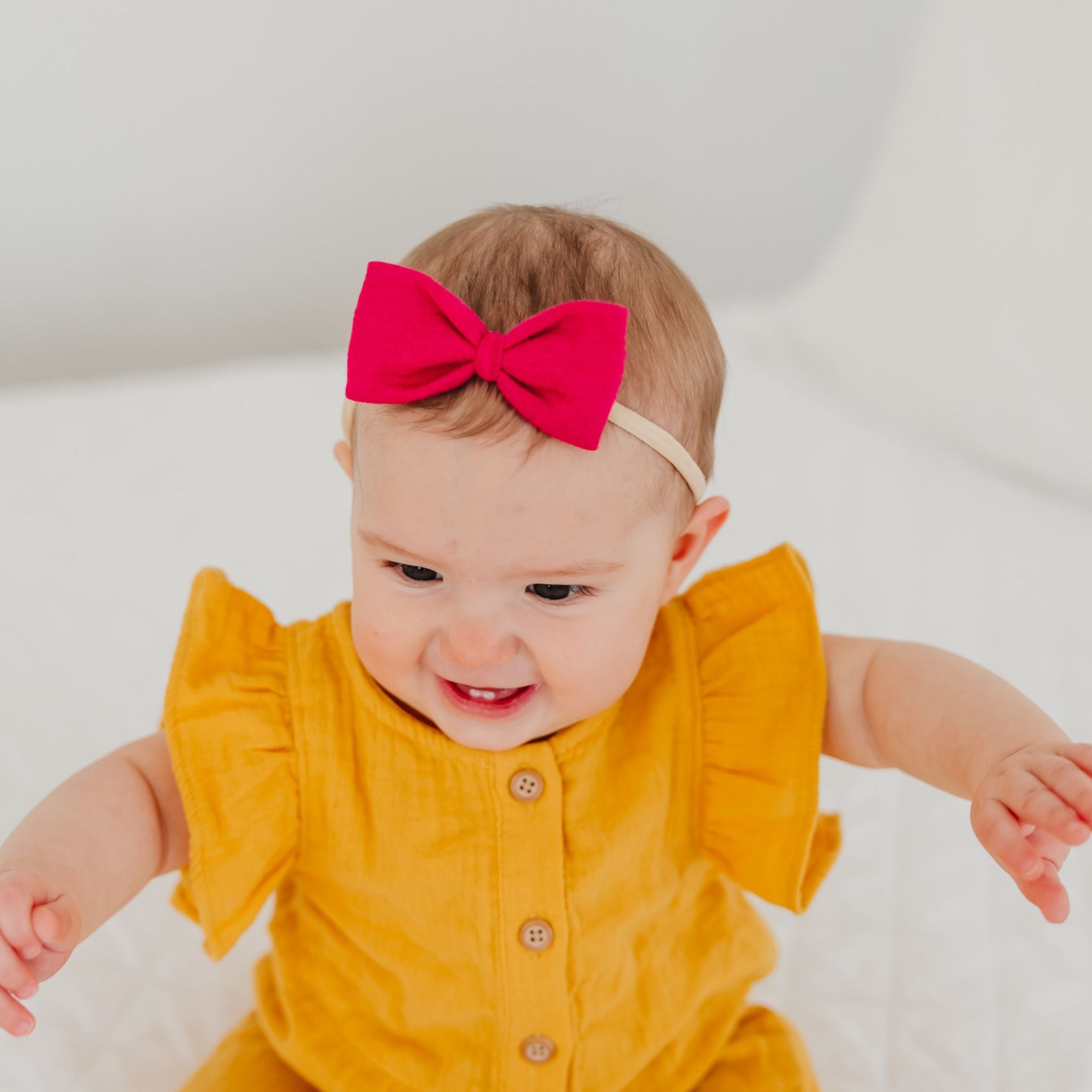 Bowtie Nylon Bow - Raspberry