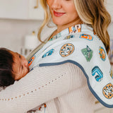 3 Pack Premium Burp Cloths - Sesame Street Varsity Friends