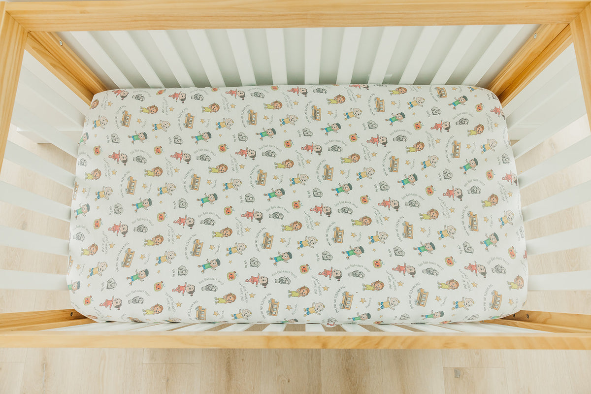 Premium Knit Fitted Crib Sheet - CoComelon Friends