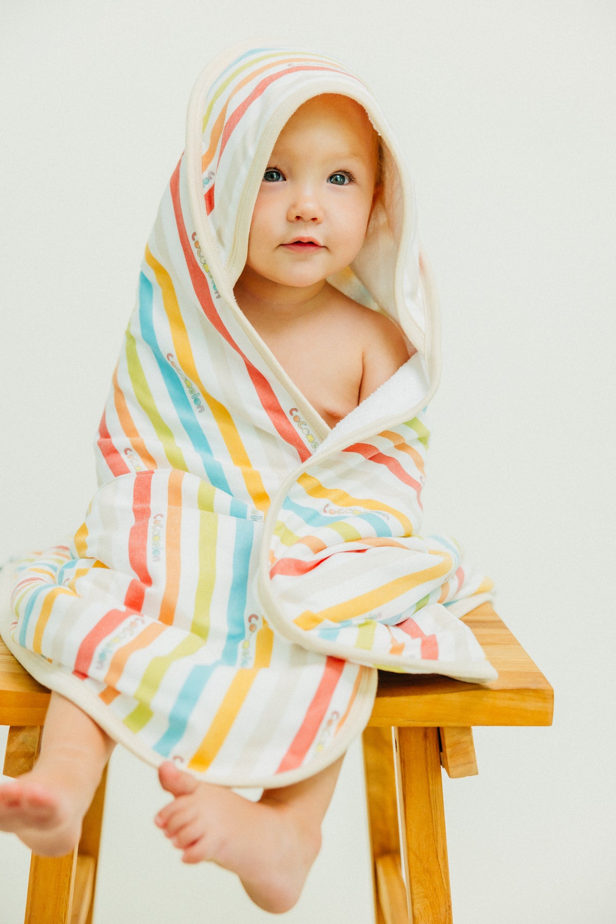 Premium Baby Knit Hooded Towel - CoComelon Stripe