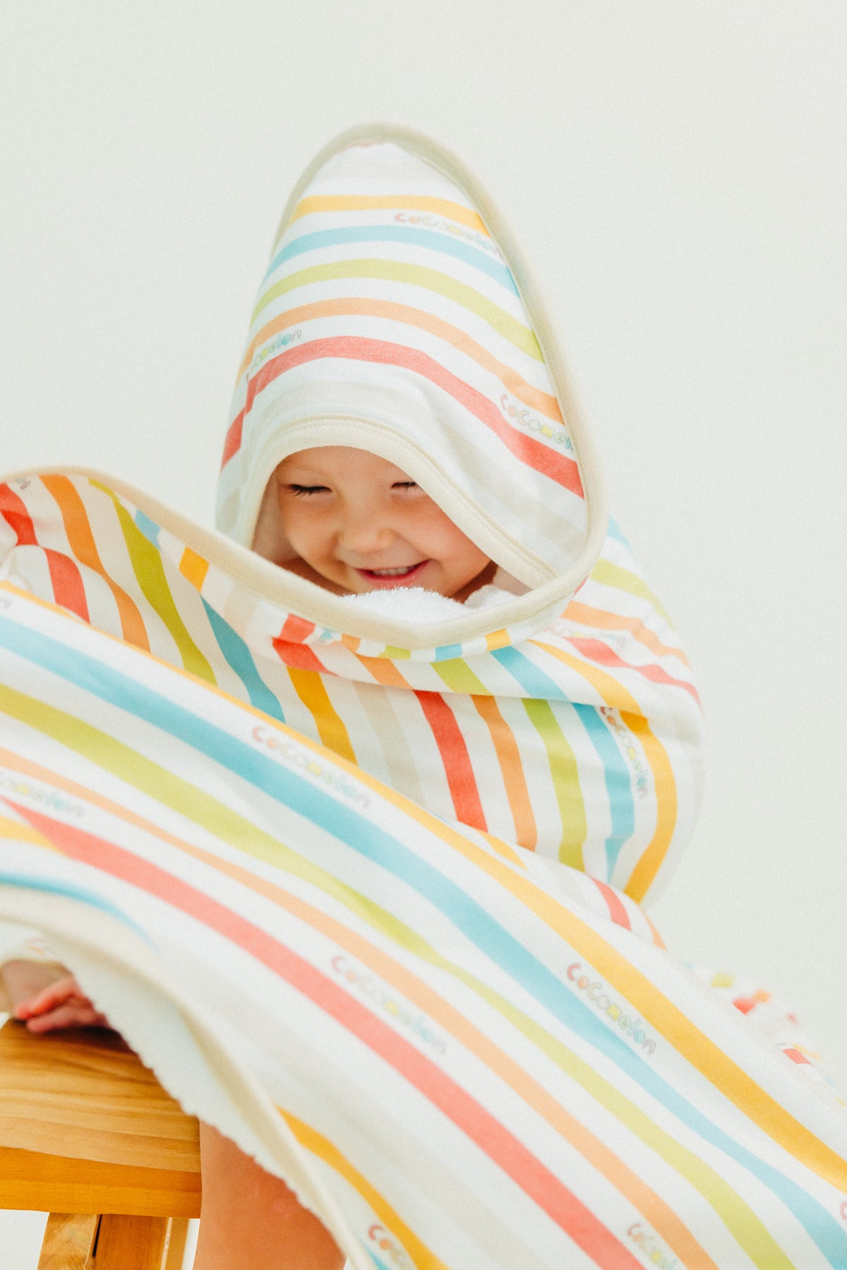 Premium Baby Knit Hooded Towel - CoComelon Stripe