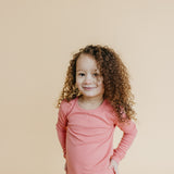 2pc Rib Knit Long Sleeve Pajama Set - Rosewood