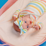 Knit Headband Bow - CoComelon Stripe