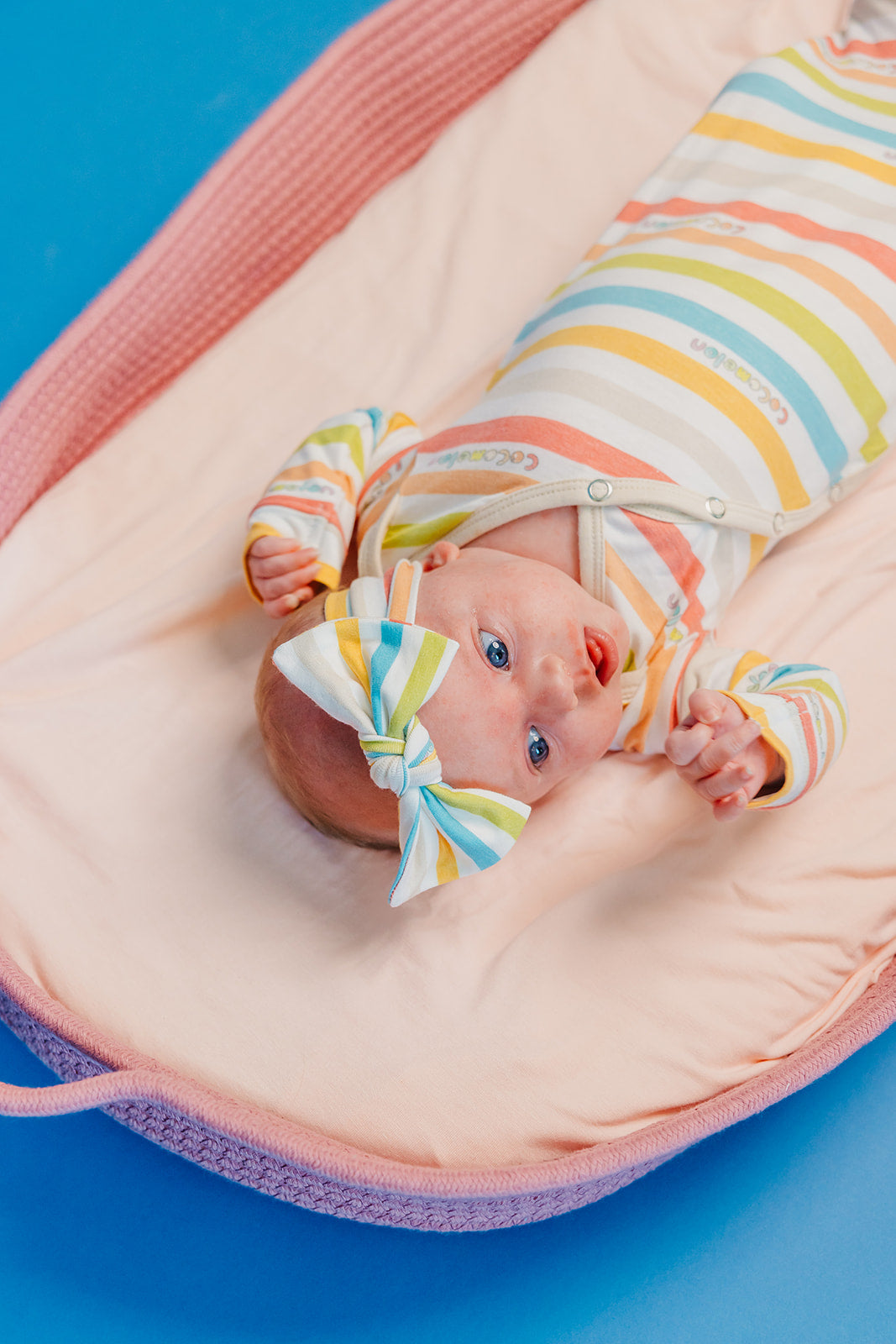 Knit Headband Bow - CoComelon Stripe