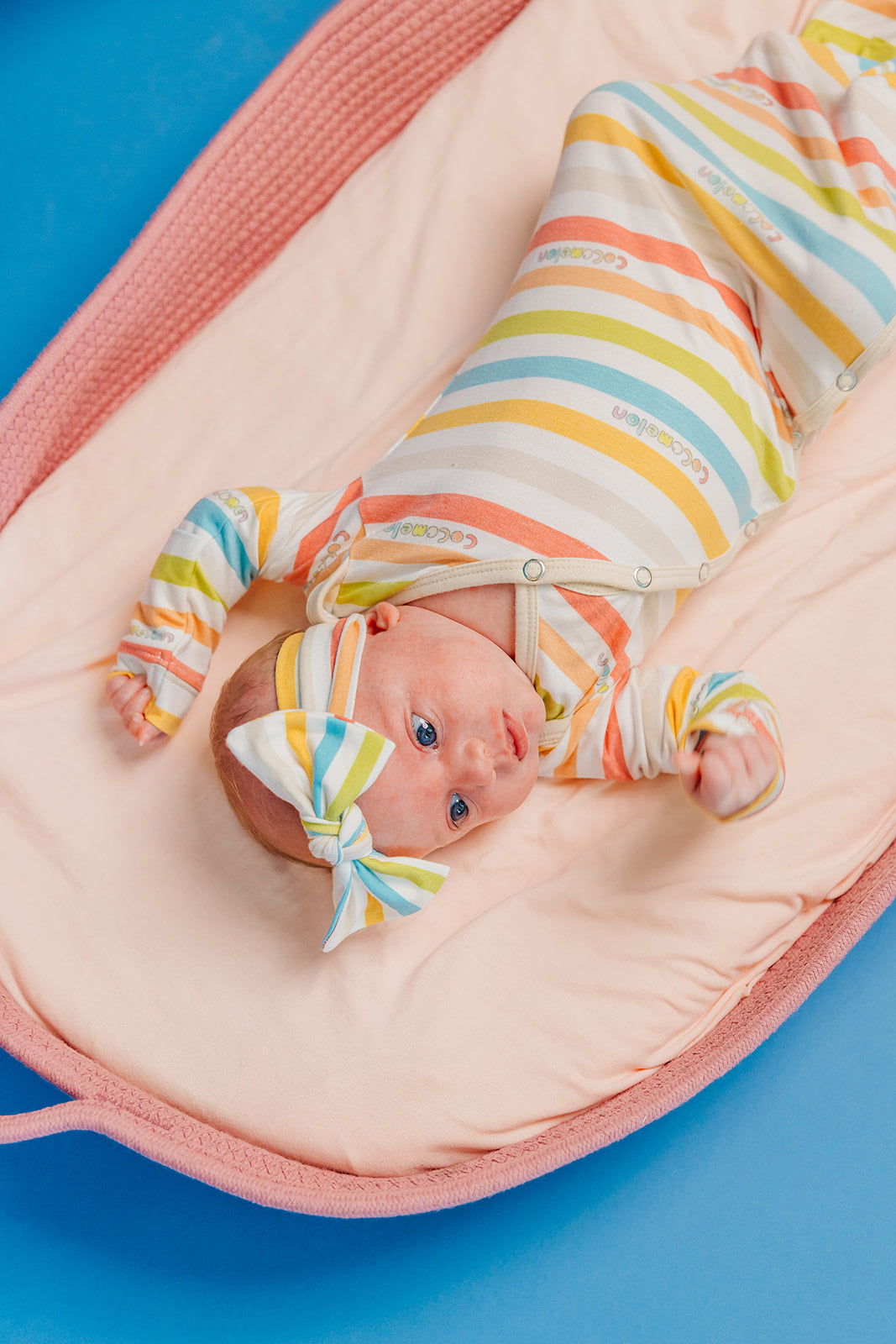 Knit Headband Bow - CoComelon Stripe