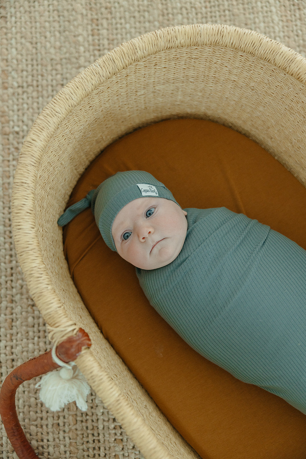 Rib Knit Swaddle Blanket - Moss