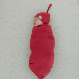 Rib Knit Top Knot Hat - Berry