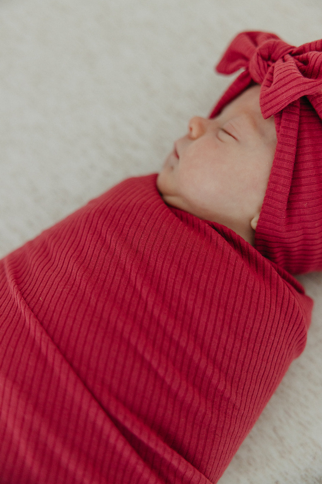 Rib Knit Swaddle Blanket - Berry