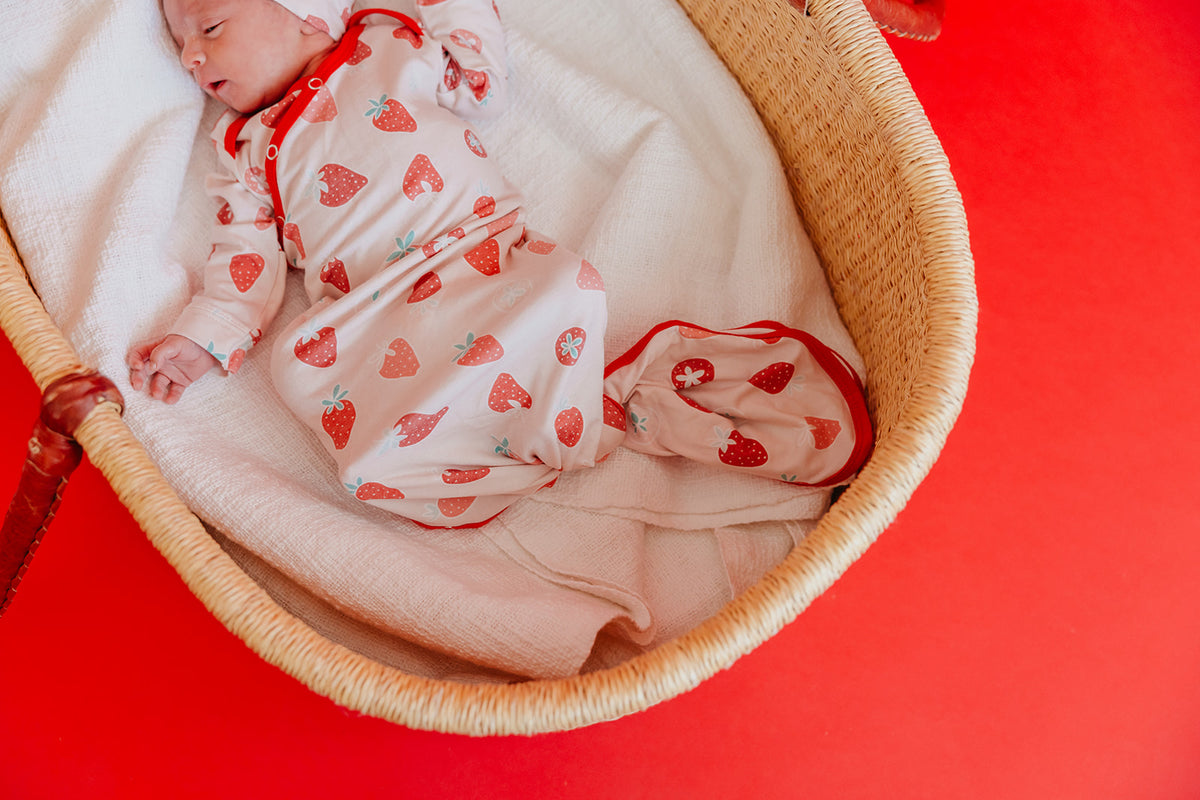 Newborn Knotted Gown - Strawberry