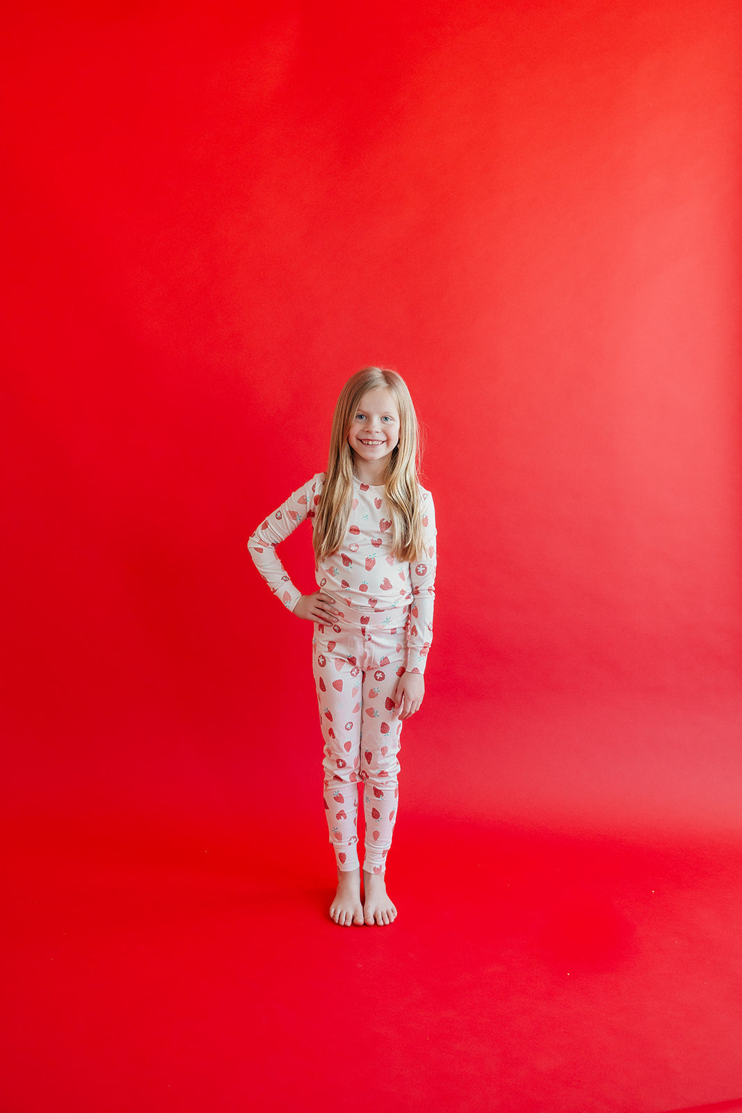 2pc Long Sleeve Pajama Set - Strawberry